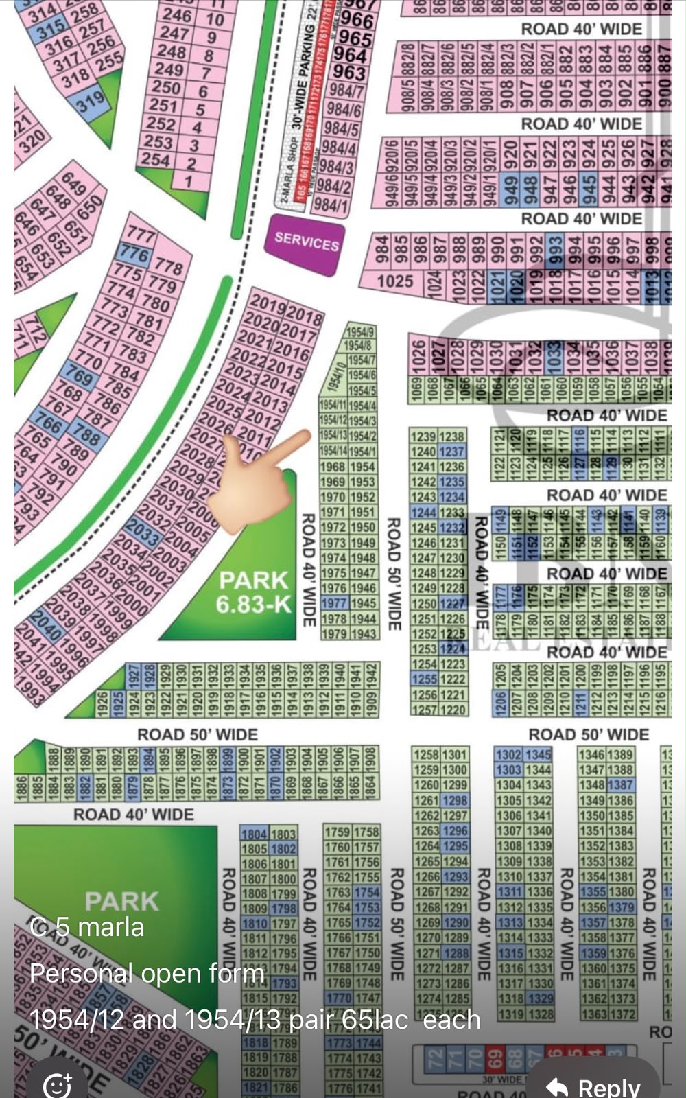 5M plot for sale just 65lac block c bahria orchard